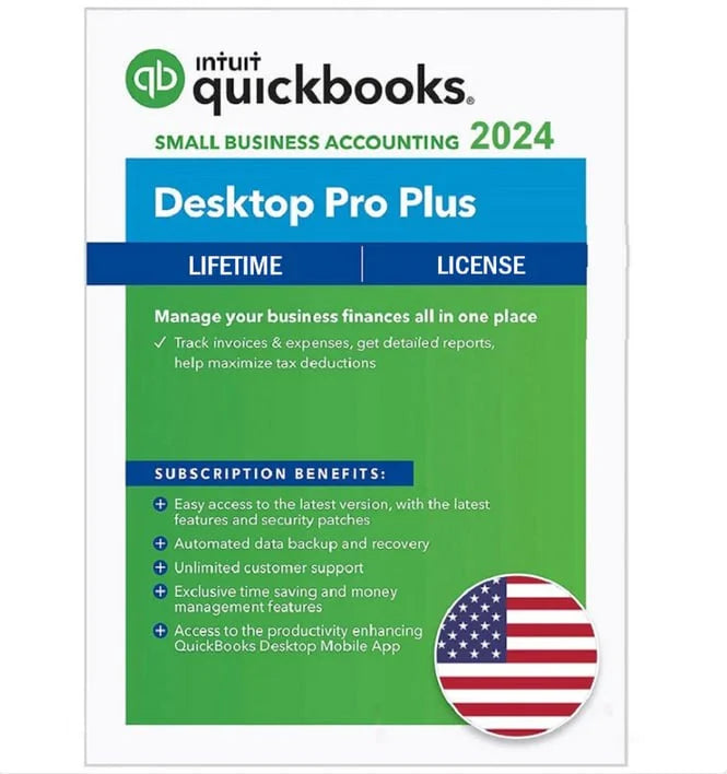 QuickBooks Desktop Pro Plus 2024 Lifetime License - 1 User (USA Version)