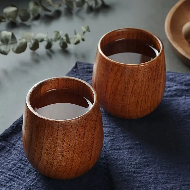 Handmade Wooden Cups Set – Reusable Tea & Coffee Cups