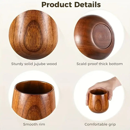 Handmade Wooden Cups Set – Reusable Tea & Coffee Cups