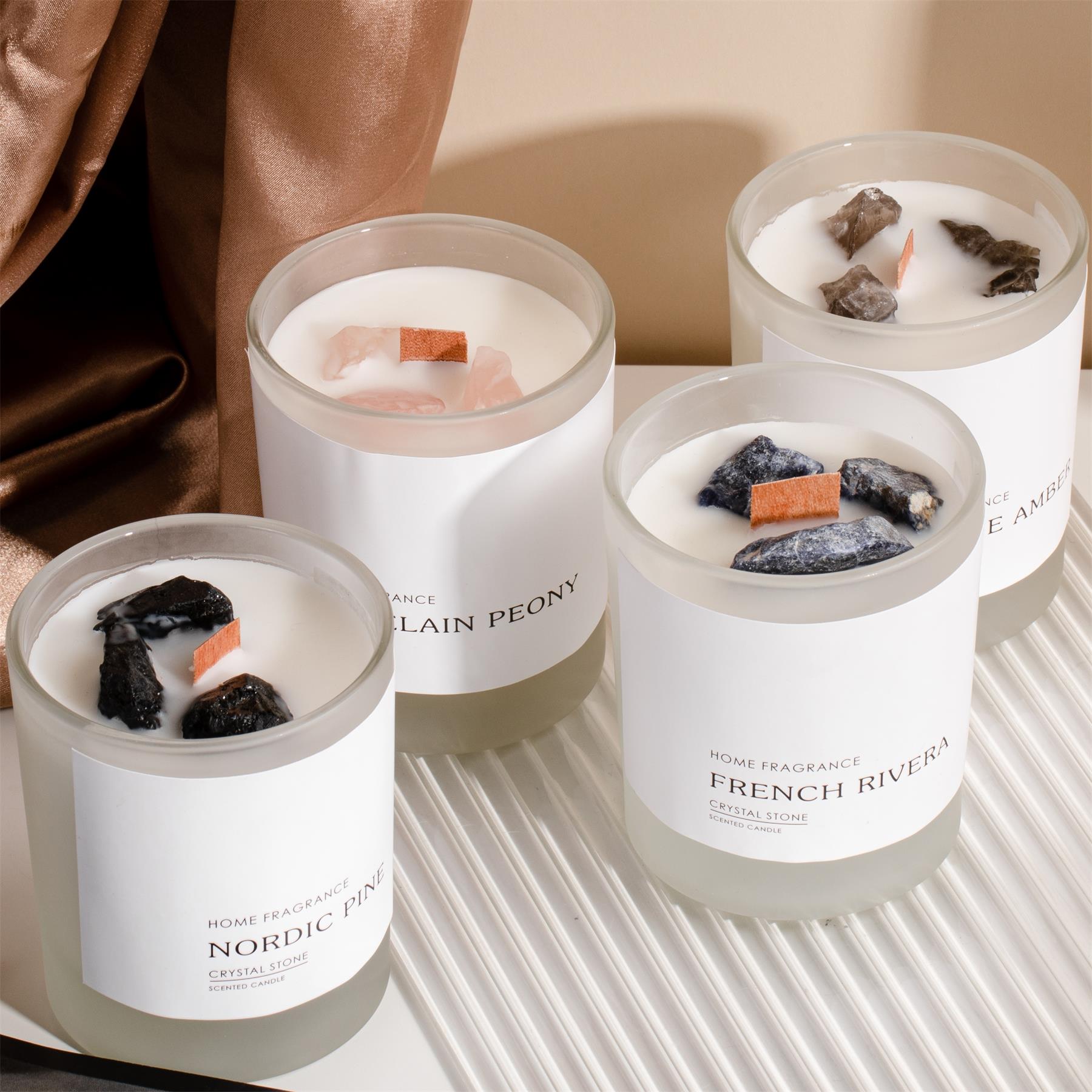 M-Sense Natural Crystal Stone Scented Candle – Aromatherapy Home Fragrance
