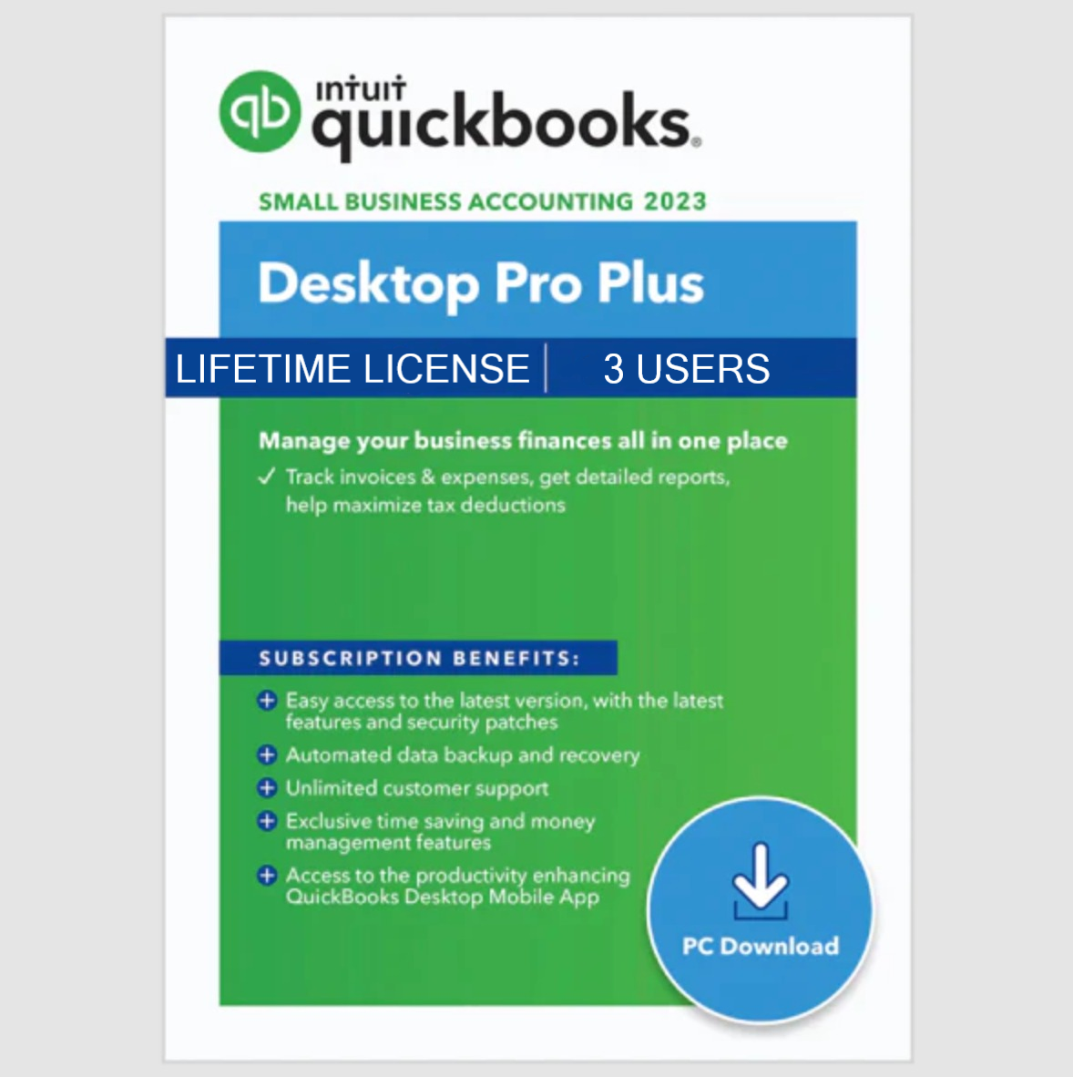 QuickBooks Desktop Pro Plus 2023 Lifetime License - 3 Users (USA Version)