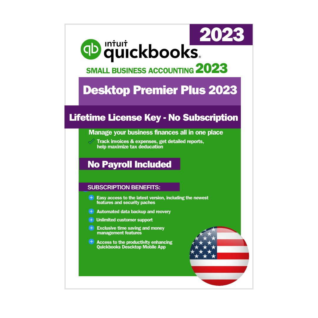 QuickBooks Desktop Premier Plus 2023 Lifetime License - 3 Users (USA Version)